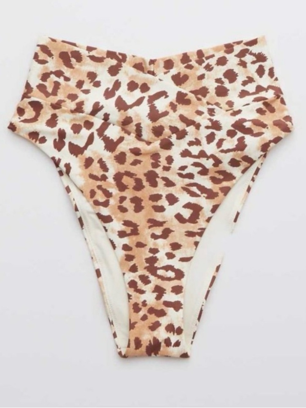 Aerie Bikini Set, Leopard Scoop Longline Top/ Hi Cut Cheeky Crossover Bottoms - Picture 11 of 15